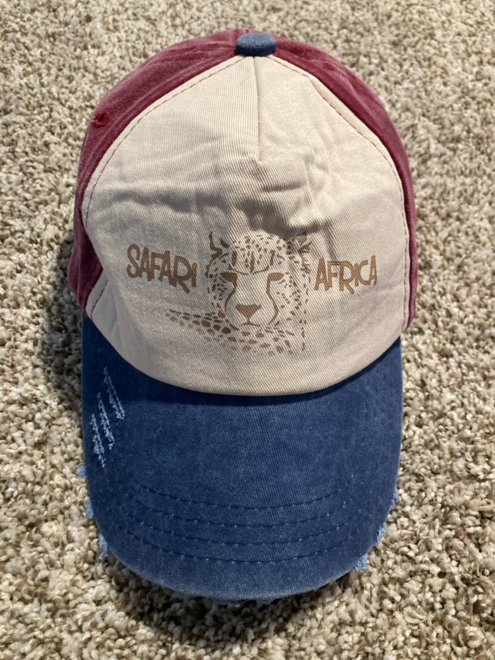 Safari Africa Cheetah Baseball Cap - Beige, Navy, Maroon (Item No. B30)